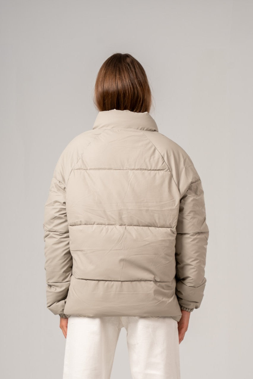Grey High Neck Puffer Jacket